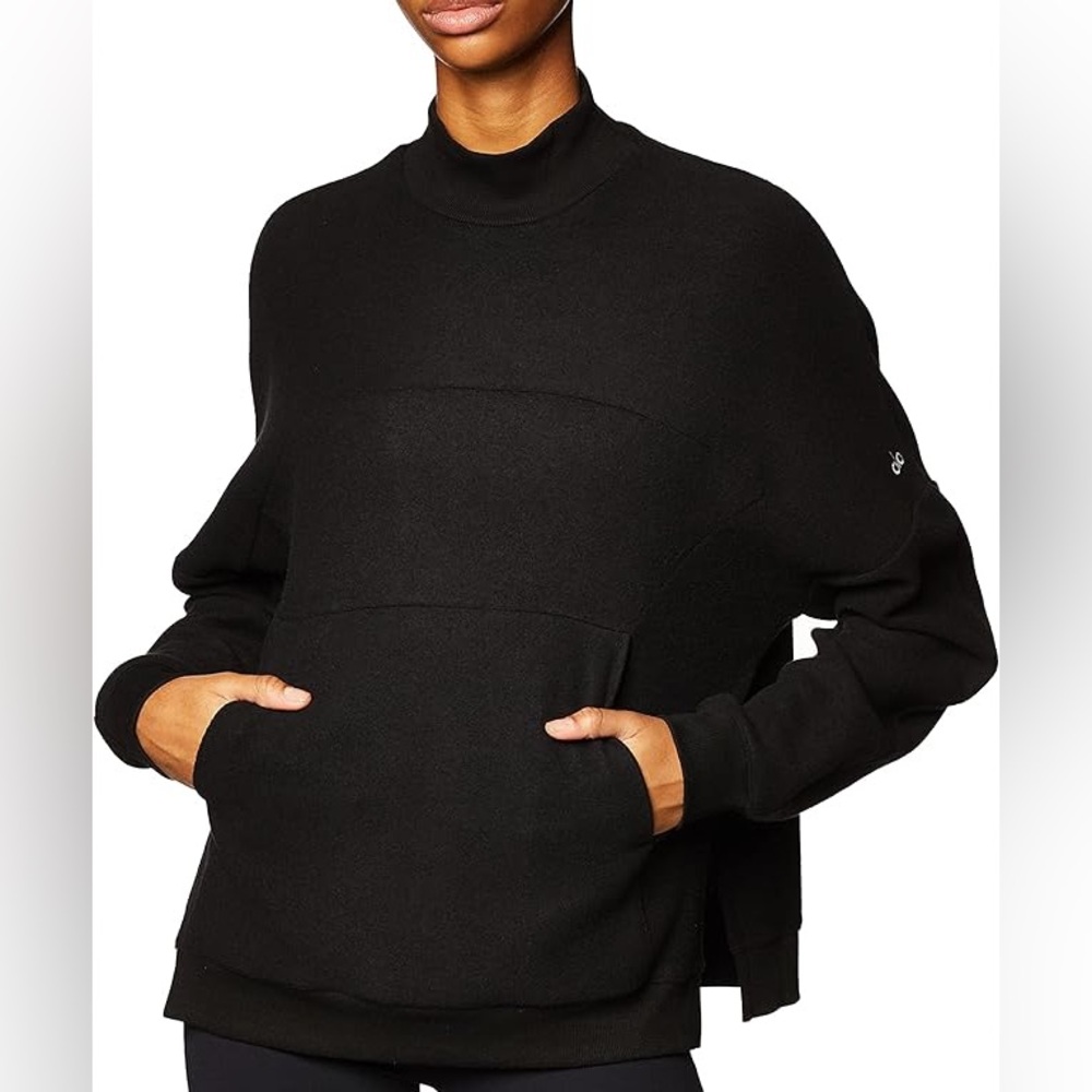 ALO Yoga black Segment pullover Mock neck long sleeve sweater